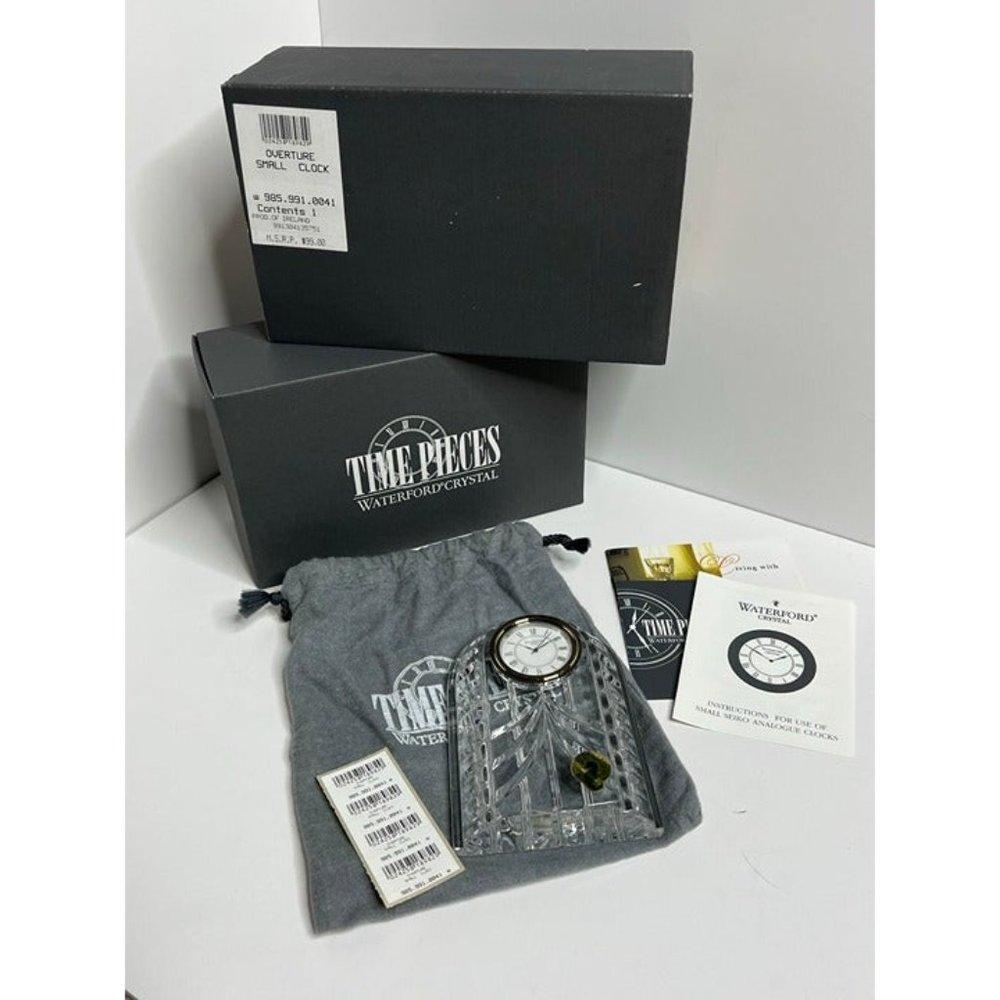 New Waterford Crystal Overture Small Clock In Box